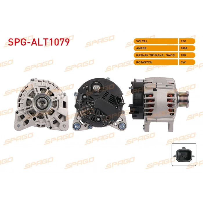 ALTERNATOR 12V 150A 7PK (ALT2022) MEGANE IV - TRAFFIC III / QASHQAI II - X-TRAIL III (1.2 1.3 TCe 1.6dCi ARACLAR ICIN)