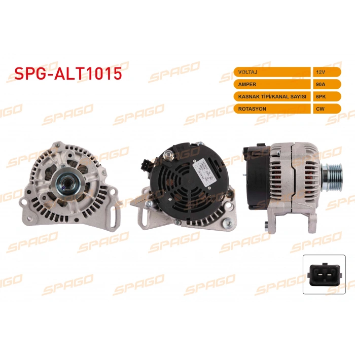 ALTERNATOR 12V 90A 6PK (ALT270) PASSAT B3 B4 1.6 1.8 1.9 TDI - GOLF III 1.4 1.6 1.9 TDI - TRANSPORTER T4 1.9 2.5 TDI