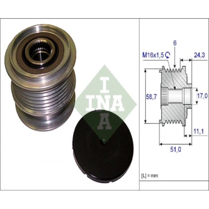 ALTERNATÖR KASNAGI (51 mm /17 mm / 63 mm ) 6 KABURGA/31285489 VOLVO S60/LAND ROVER 2,0 T 10-