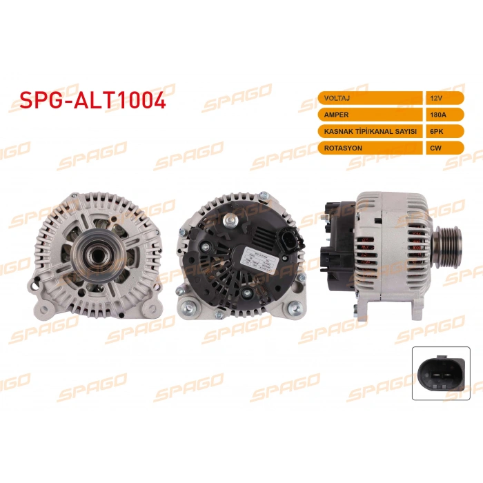 ALTERNATOR (V TIPI) 12V 180A 6PK (ALT8600) TRANSPORTER T5 T6 - CRAFTER 06-16 - CADDY 15-20