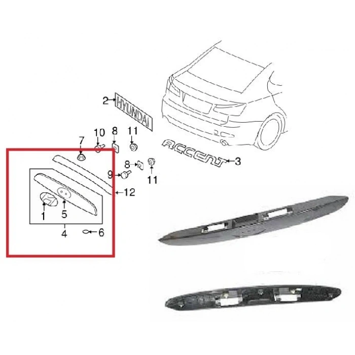 ARKA BAGAJ PLAKA ÜST NİKELAJ ACCENT ERA 2006-