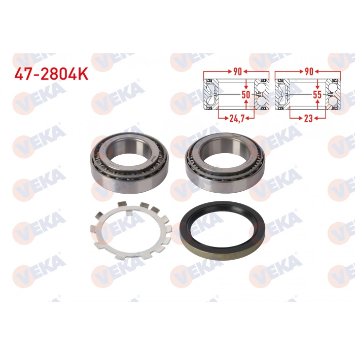 ARKA TEKERLEK RULMANI SOL-SAG 24,75X90X50/23X90X55 MERCEDES SPRINTER 4T (904) 1995-2006 / VOLKSWAGEN LT 28-45 2000-2006