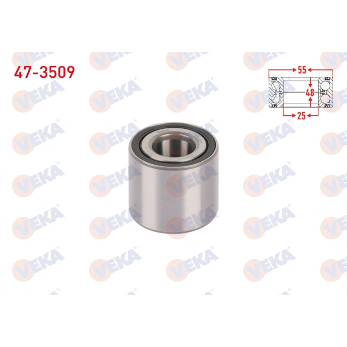 ARKA TEKERLEK RULMANI SOL-SAG 25X55X48 RENAULT FLUENCE 1.5 DCI 2009- / MEGANE II 1.5 DCI - 1.6 16v 2002-2008 / SCENIC II 1.5 DCI - 1.6i 16v 2003-2009