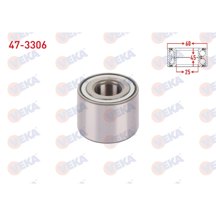 ARKA TEKERLEK RULMANI SOL-SAG 25X60X45 PEUGEOT 307 1.4 - 1.4 HDI - 1.6 - 1.6 HDI - 2.0i - 2.0 HDI 2000-2007/ CITROEN C4 1.4 - 1.4 HDI - 1.6 - 1.6 HDI - 2.0 2004-2009