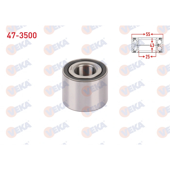 ARKA TEKERLEK RULMANI SOL-SAG 55x43x25 RENAULT KANGOO 1.5 DCI - 1.9D 1998-2008 / LAGUNA I 1.6i - 1.8i - 2.0i - 1.9 DCI 1993-2001