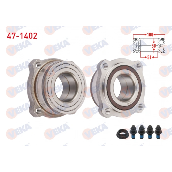 ARKA TEKERLEK RULMANI SOL-SAG ABS OKUYUCULU 4 BJN 51X100X50 BMW X5 (E70) 3.0 D -4.0 D 2007-2012/ X5 (F15) 2.5 D 2014-/ X6 (E71) 3.0 D-3.5 D-4.0 D 2008-2014/ X6 (F16) 4.0 D 2014-