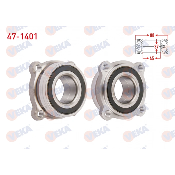 ARKA TEKERLEK RULMANI SOL-SAG ABS OKUYUCUYU 4 BJN 45X80X37 BMW X5 (E53) 3.0 D -4.4i -3.0i 2000-2007/ 6 SERISI (E63) 645 Ci 2004-/ 7 SERISI (E65) 730 D - 730i - 735 Li 2001-2009