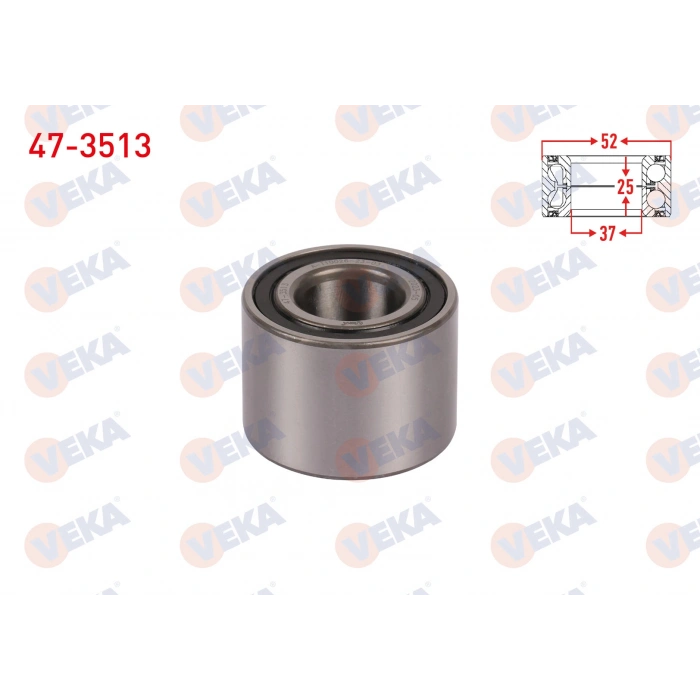ARKA TEKERLEK RULMANI SOL-SAG RADUZLU 25X52X37 RENAULT R9 1.4 1985-2000/CLIO II 1.5 DCI - 1.4 1998-2005/MEGANE I 1.6i 16v 1996-2003/PEUGEOT 206 1.4 HDI 1998-2006/NISSAN NOTE 1.5 DCI 2006-2013