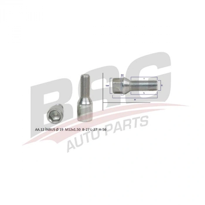 BIJON SAPLAMASI ÇELIK JANT BIJON INBUS UNIVERSAL-(AA.12 INBUS Ø 19 M12X1.50 B-27 L-27 H-56) UNIVERSAL UNIVERSAL UNIVERSAL
