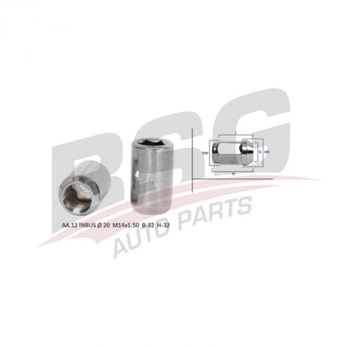 BIJON SAPLAMASI ÇELIK JANT SOMUNU INBUS UNIVERSAL-(AA.12 INBUS Ø 20 M14X1.50 B-32 H-32) UNIVERSAL UNIVERSAL UNIVERSAL