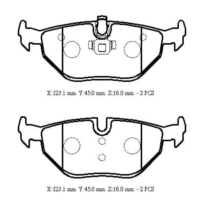 BMW 3 SERI- E46- SD/COUPE- 98/05; ARKA FREN BALATASI 316/318/320(KABLOSUZ)DİSK)(123,1X45X16)(BRA