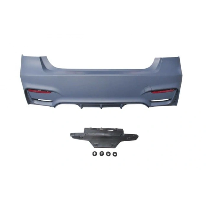 BMW 3 SERI- F30- 12/18; ARKA TAMPON ASTARLI(SENSÖR YUVALI/REFLEKTÖRLÜ/KARLIKLI/ÇİFT EGZOS DELİKLİ)