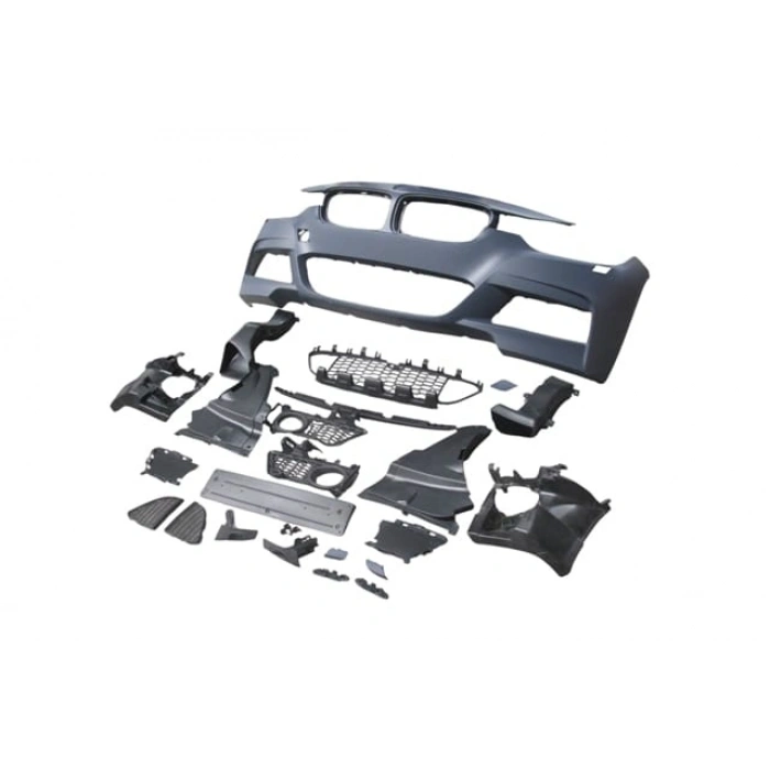 BMW 3 SERI- F30- 12/18; ÖN TAMPON KOMPLE (IZGARALI/PLAKA PLASTİKLİ) (F.YIK.LI) (M-TECH/LCI)