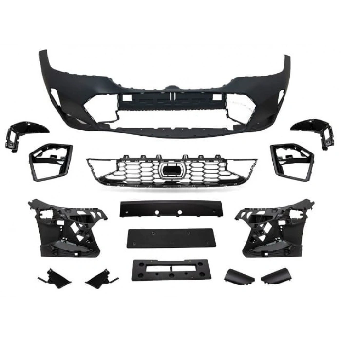 BMW 3 SERI- G20- 23/24; ÖN TAMPON (IZGARALI/BRAKETLİ/PLAKA PLASTİKLİ) (15 PARÇA) (M-TECH)