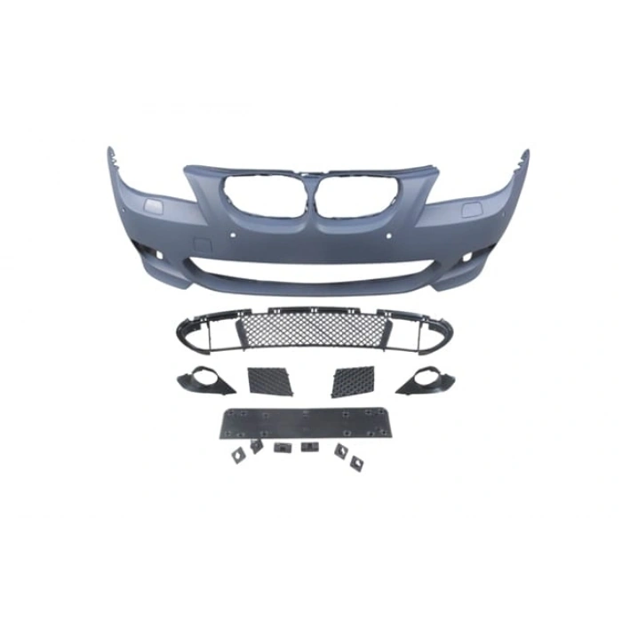 BMW 5 SERI- E60- 04/07; ÖN TAMPON (IZGARALI//PLAKA PLAST.)SEN.DELİKLİ 18MM/F.YIK.LI) (M-TECH) ASTARL