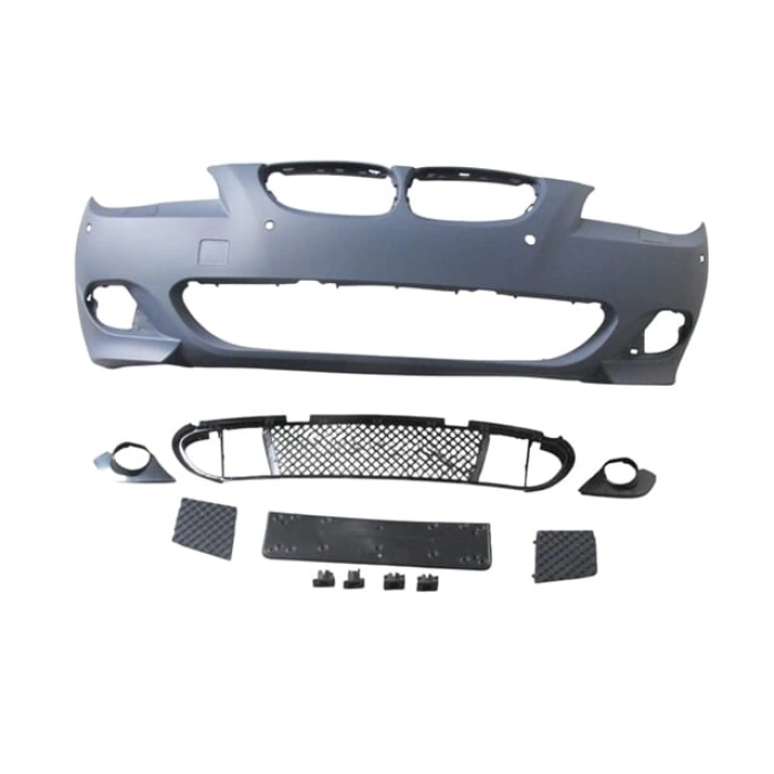 BMW 5 SERI- E60- 04/07; ÖN TAMPON (IZGARALI//PLAKA PLAST.)SEN.DELİKLİ 24MM/F.YIK.LI) (M-TECH) ASTARL