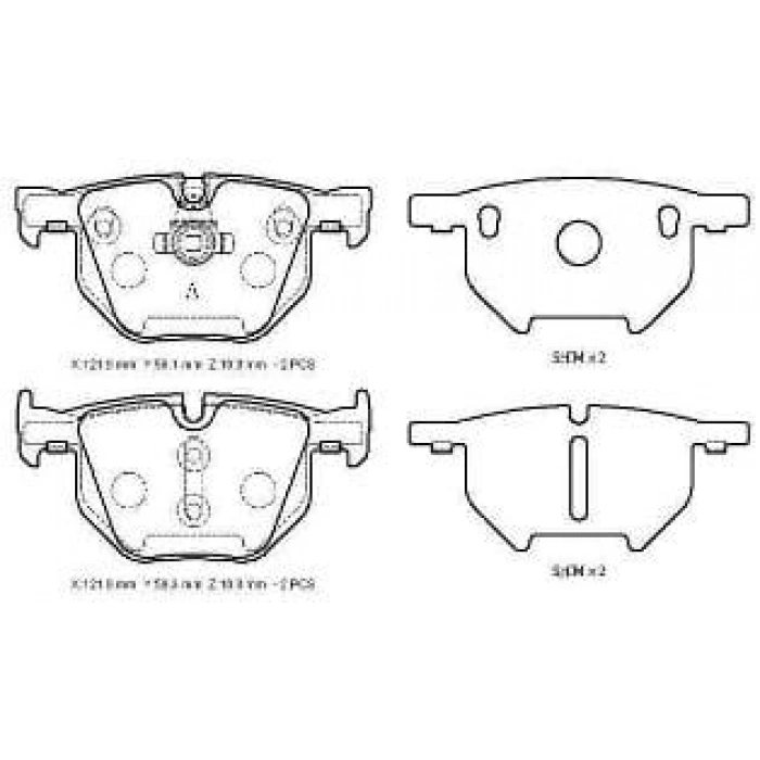 BMW 5 SERI- E60- 04/10; ARKA FREN BALATASI (KABLOSUZ)(DİSK)(121.9X58.1X16.3/12;1.9X59.3X16.3)BRA