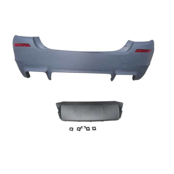 BMW 5 SERI- F10- 10/16; ARKA TAMPON KOMPLE ASTARLI (ÇİFT EGZ.DELİKLİ/KARLIKLI/REFLEKTÖRLÜ) M5 LCI