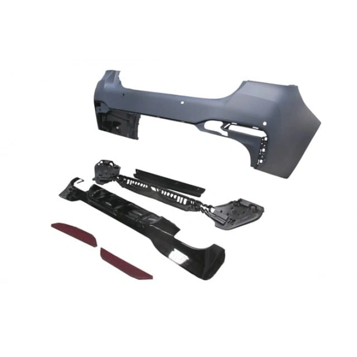 BMW 5 SERI- G30- 20/22; ARKA TAMPON ASTARLI(KARLIKLI-REFLEKTÖRLÜ-BRAKETLİ-ÇEKİ KAPAKLI-SENSÖRLÜ)(M5)