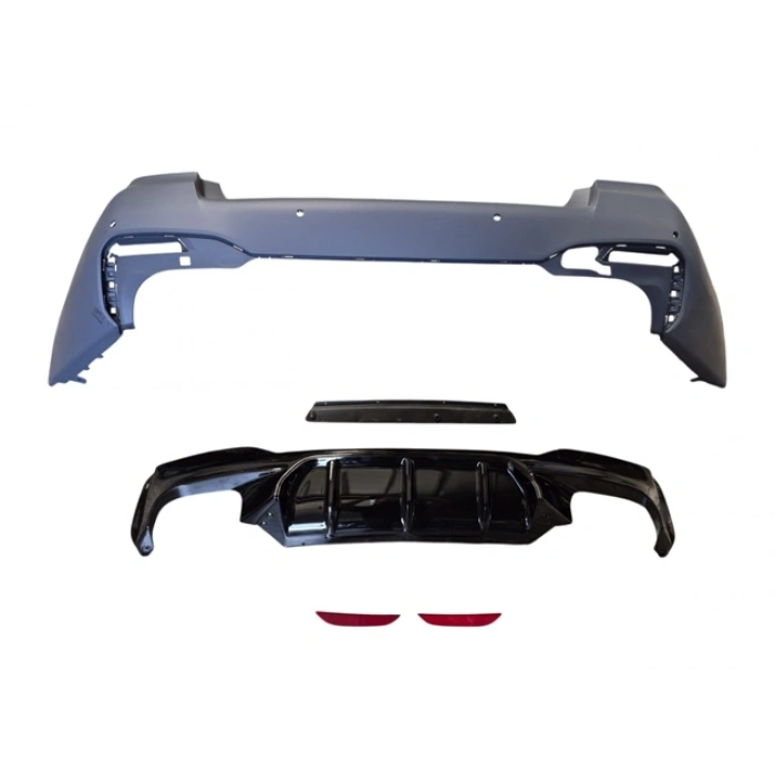 BMW 5 SERI- G30- 20/22; ARKA TAMPON ASTARLI(KARLIKLI/REFLEKTÖRLÜ/ÇEKİ KAPAKLI/SENSÖRLÜ)(M5)