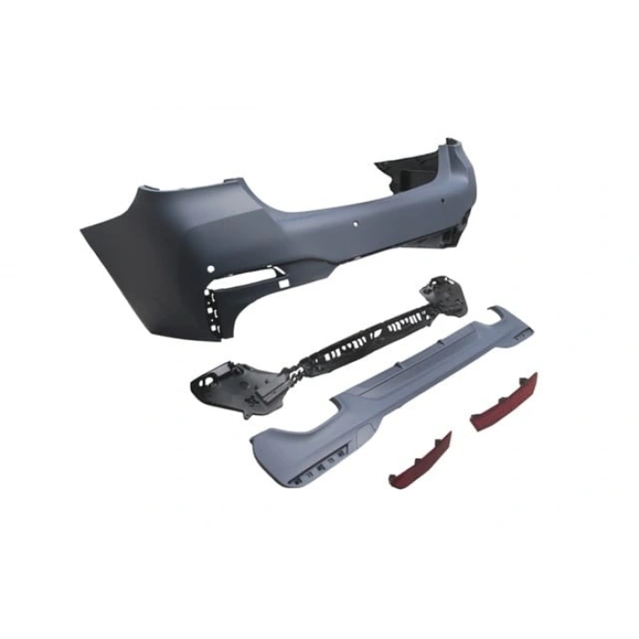 BMW 5 SERI- G30- 20/22; ARKA TAMPON (KARLIKLI/REFLEKTÖRLÜ/BRAKETLİ/ÇEKİ KAPAKLI/SENSÖRLÜ) (M-TECH)