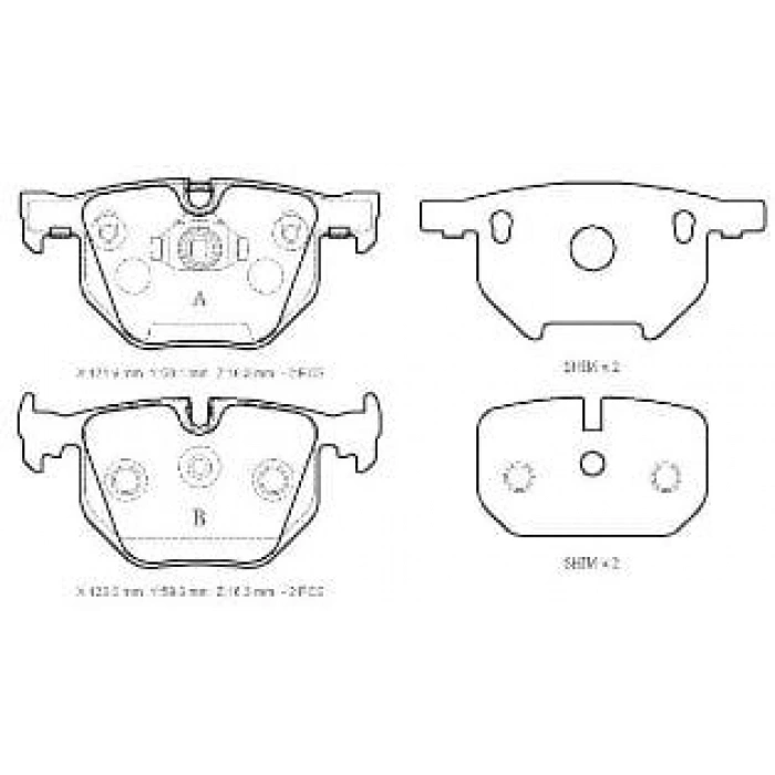 BMW 7 SERI- E65- 02/05; ARKA FREN BALATASI (KABLOSUZ)(DİSK) (121,9X58,1X16,3/123x59,3x16,30)(BRA