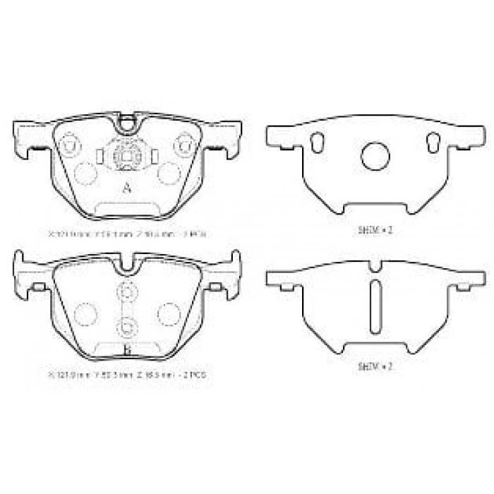 BMW X5- F15- 14/18; ARKA FREN BALATASI (KABLOSUZ)(DİSK)(121.9x58.1x16.3/121.9x59.3x16.3)(BRAMAX)