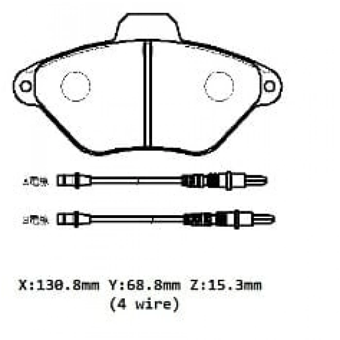 CITROEN XANTIA- 93/98; ÖN FREN BALATASI (4 KABLOLU) (DİSK)(130,8X68,8X15,3)(BRAMAX)