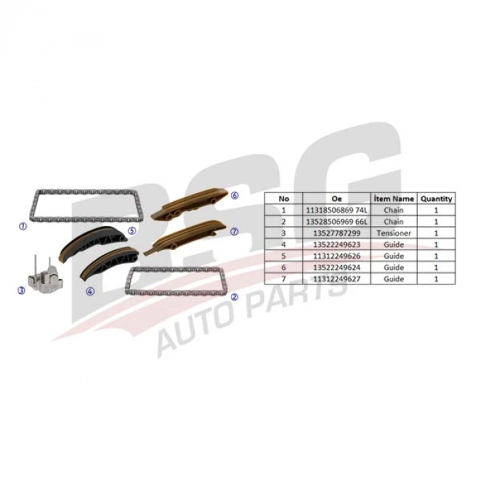 EKSANTRIK ZINCIR SETI E46-E87-E90-E91-E92-E93-E60-E61-E63-E64-E65-E66-X3 E83-X3 E83 LCI-X5 E53-X5 E70- M47N-M57N-M57N2 04-16