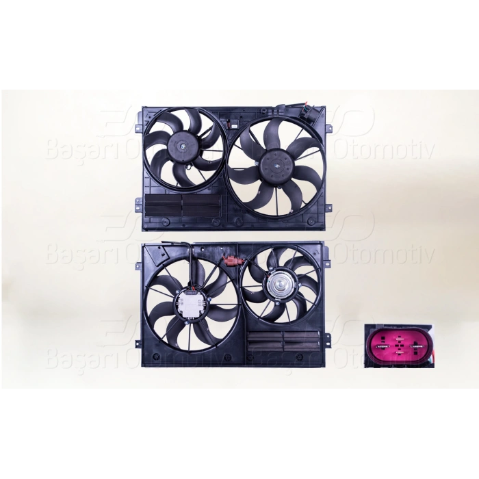 FAN MOTORU DAVLI (360 MM+295 MM-4 FIS-220W+150W) VW GOLF5 JETTA PASSAT LEON 05 >