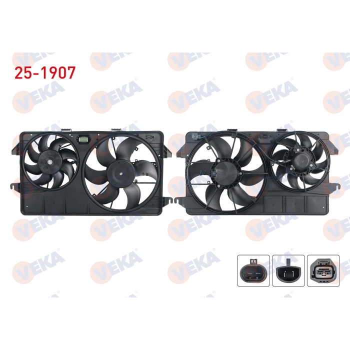 FAN MOTORU DAVLUMBAZLI CIFTLI(385MM+192W+4FS+8KNT) FORD TRANSIT CONNECT 1.8 TDCI AC+ 2002 >
