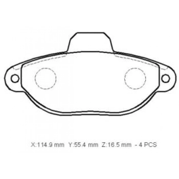 FIAT PANDA- 04/12; ÖN FREN BALATASI 1.2cc (KABLOSUZ)(DİSK) (114.9x55.4x16.5) (BRAMAX)