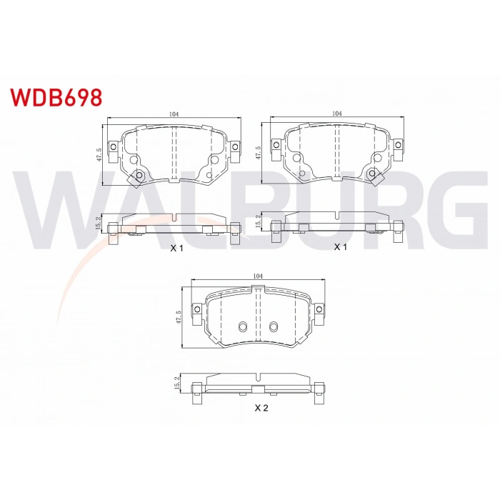 FREN BALATA ARKA IKAZLI MAZDA 6 (GJ,GH) 2.0 2013- / MAZDA 6 (GJ,GH) 2.2 D 2013-