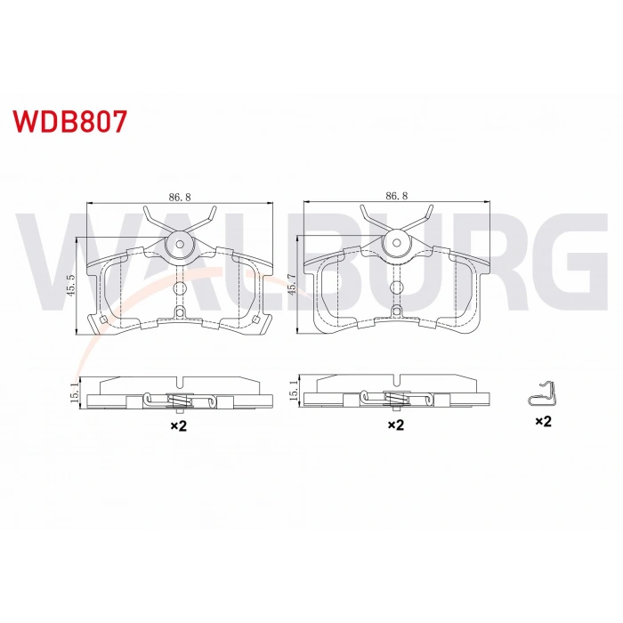 FREN BALATA ARKA TOYOTA AVENSIS (T22) 2.0 D-4D 1997-2003 / TOYOTA AVENSIS (T22) 2.0 D-4D 1997-2003