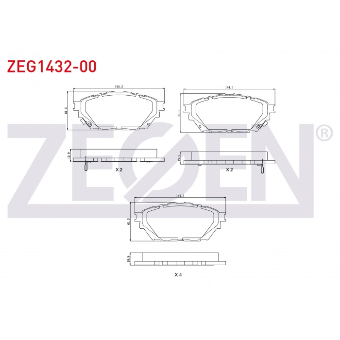 FREN BALATA IKAZLI ON (8 ADET) (SENSOR DELIKLI) MITSUBISHI CANTER FUSO (FE511-711) EURO 5, 6 2005-2012 / PRESTIJ DELUXE 3.0 D 2005-2011
