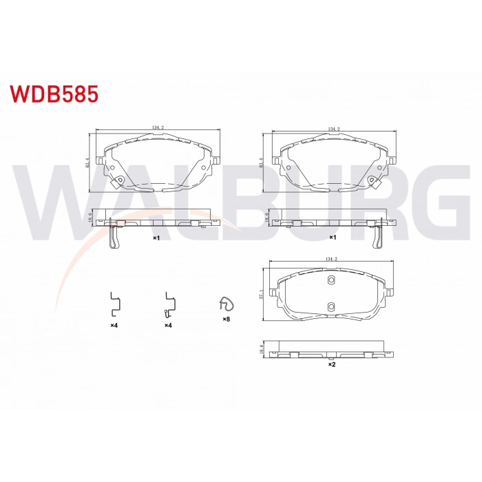 FREN BALATA IKAZLI ON TOYOTA COROLLA 1.6 2012-/ COROLLA 1.33 2012-/ COROLLA 1.4 D-4D 2012-/ AURIS (NZE18,ZRE18) 1.4 D-4D 2012-/ AURIS 1.6 2012-/ AURIS 1.33 2012-