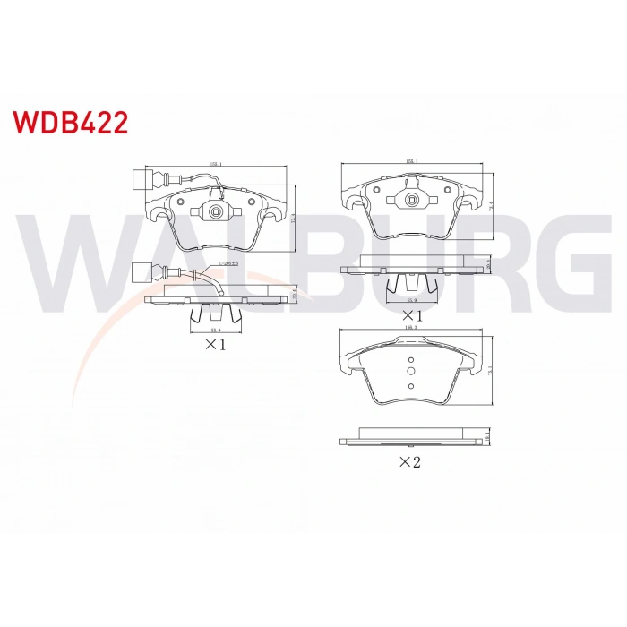 FREN BALATA ON FISLI VOLKSWAGEN TRANSPORTER V 1.9 TDI 2003-2011 / TRANSPORTER V 2.5 TDI 2003-2011 / TRANSPORTER VI 2.0 TDI 2009- / TRANSPORTER VI 2.0 TDI BITDI 2009-