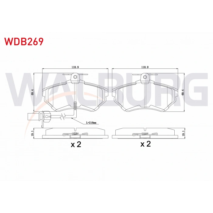 FREN BALATA ON FISLI VW PASSAT 1.6 1996-2000/ PASSAT 1.9 TDI 1996-2000/ PASSAT 1.8 T 1996-2000/ AUDI A4 1.8 T 2004-2008/ A4 1.9 TDI 2004-2008/ A4 2.0 TFSI 2004-2008/ A4 2.0 TDI 2004-2008