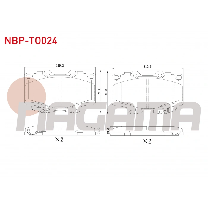FREN BALATA ON IKAZLI TOYOTA HI-LUX PICK UP 2.5 D 1983-2005 / 2.5 D-4D 1983-2005 / LAND CRUISER (_J7_) 2.4i 1984-1996 / LAND CRUISER 90 (_J9_) 3.0 TD 1996-2002/ 3.0 D 1996-2002/ 3.0 D-4D 1996-2002