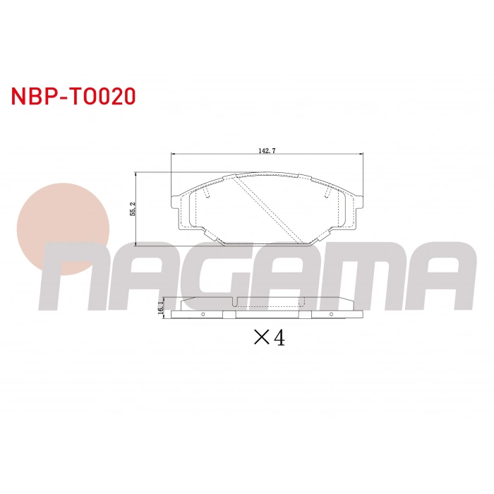 FREN BALATA ON TEL DELIKLI TOYOTA HI-LUX PICK UP (_N_) 2.4 D 4X4 1983-2005 / HI-ACE II (H5_) 2.4 D 1983-1989 / HI-LUX PICK UP (_N_) 2.5 D 1983-2005