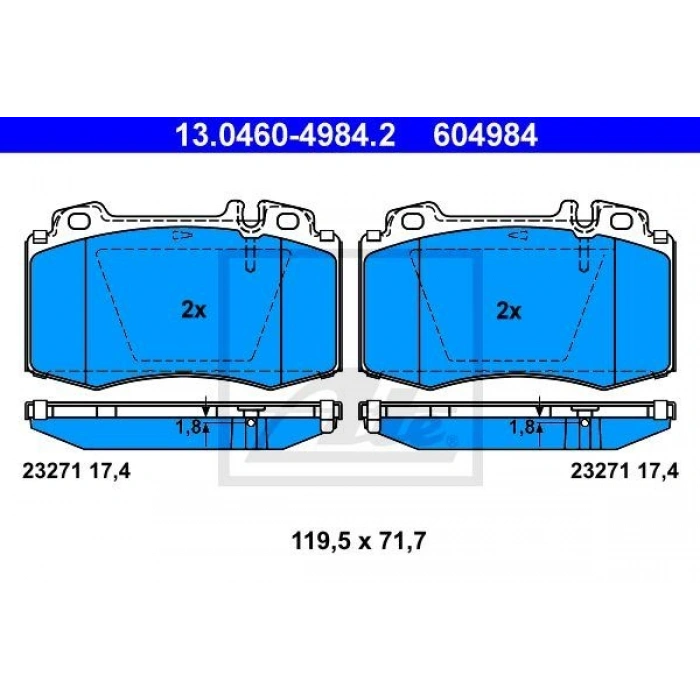 FREN BALATASI ARKA C215 CL SERİSİ CL500 W220 S SERİSİ S280 S320 S400 S430 S500 S600