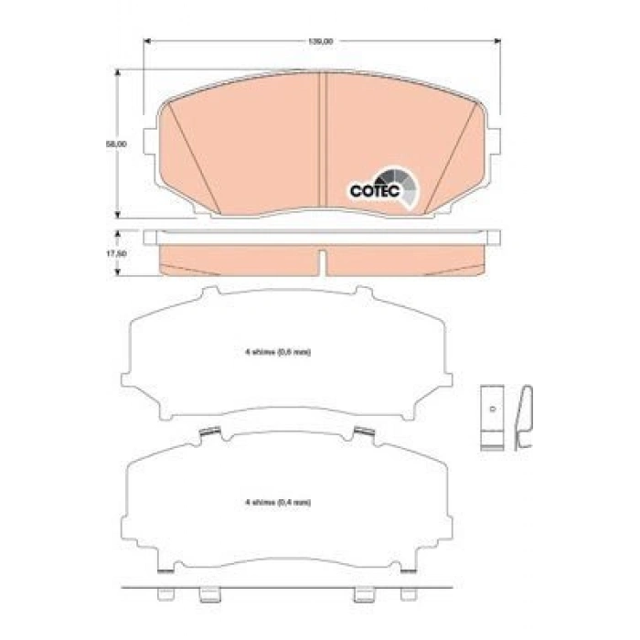 FREN BALATASI ÖN 139MM MAZDA MPV II 02 TAMİR TAKIM KİT