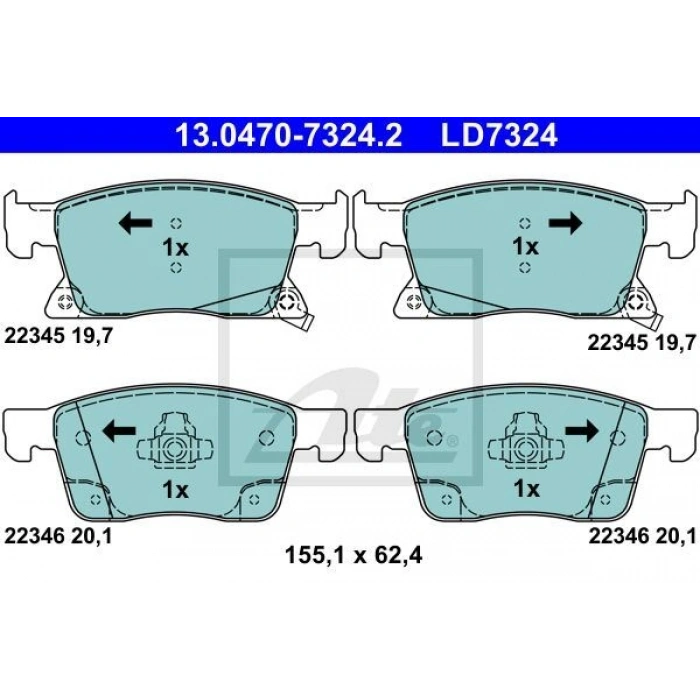 FREN BALATASI ÖN ASTRA K 15 15 İNC 155.2x58.9x19.8