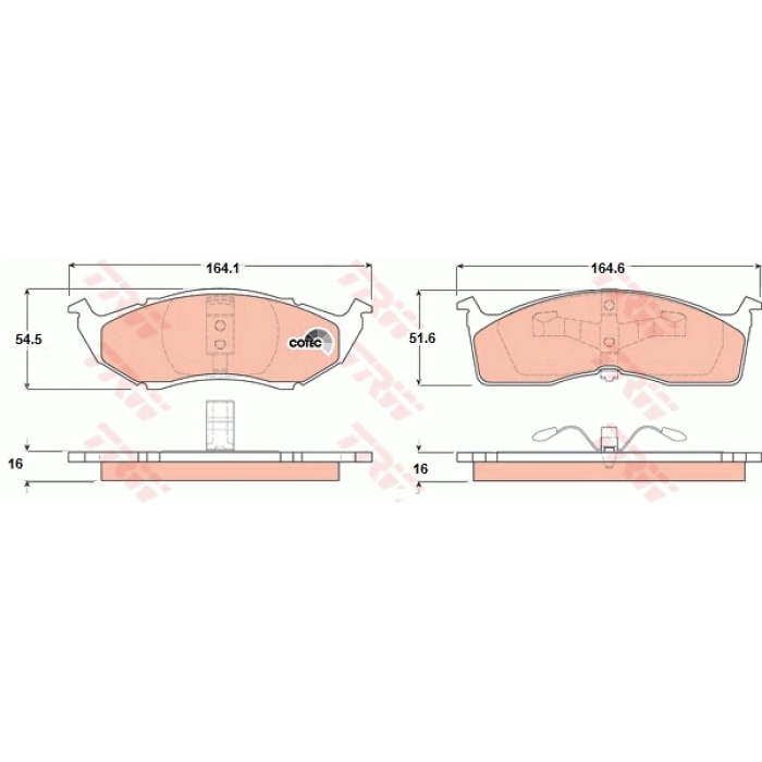 FREN BALATASI ÖN CHRYSLER CONCORDE 1992 - 2003, NEW YORKER 1993 - 1998, VOYAGER III 1995 - 2001, 300 M 1998 - 2004 BM 95-
