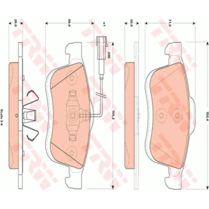 FREN BALATASI ÖN ÇIFT FISLI KULAKLI TIP DOBLO III/COMBO/DELTA 1.6 09-