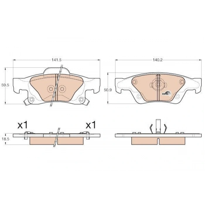 FREN BALATASI ÖN KULAKSIZ 19MM - CADDY 9603 GOLF 8098 POLO 9502 A4 9597 A80 9296