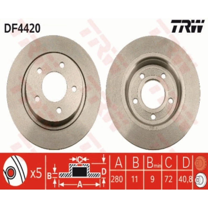 FREN DISKI ARKA 15 Jant MAZDA 5 (CR) 1.8:2.0:2.0 D 05-10