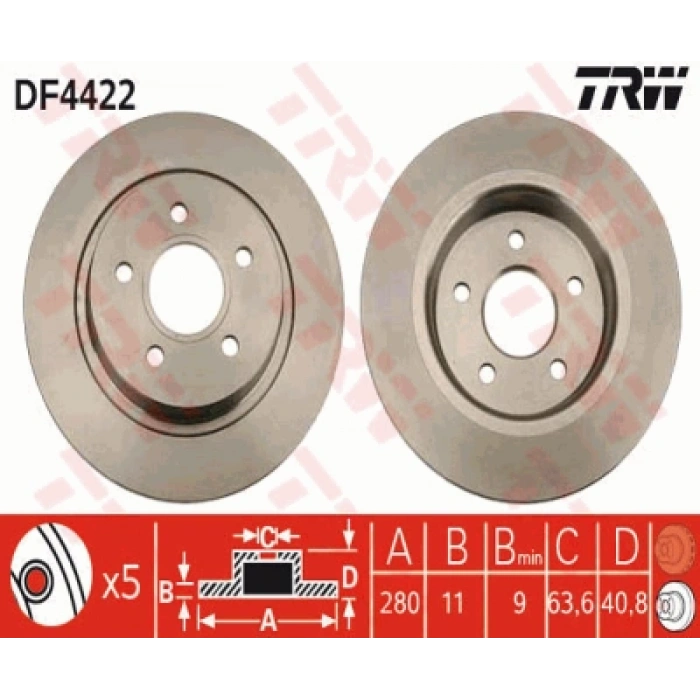 FREN DISKI ARKA [280-41 mm] TAKIM FOCUS/C-MAX/S40/V40 BM 03-