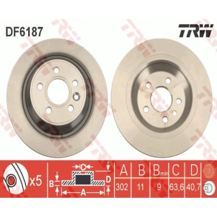 FREN DISKI ARKA [302 / 11-9 mm] TAKIM VOLVO S60/S80/V60 BM 11-