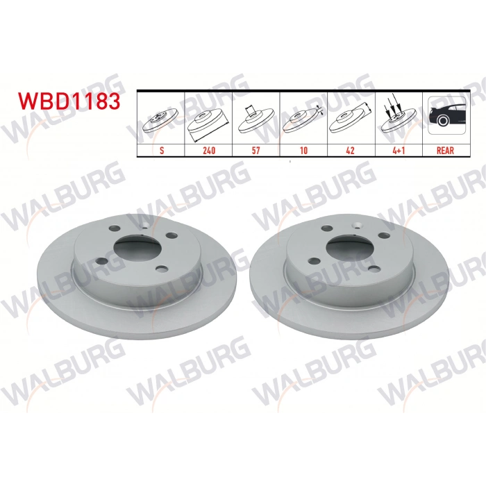 FREN DISKI ARKA DUZ KAPLAMALI 4 BJN 240X10X57X42 OPEL ASTRA G 1.2 16v - 1.4 16v - 1.6 16v - 1.7 DTI - 2.0 DTI 1998-2005/ ASTRA H 1.6i - 1.9 CDTI - 1.4i 2004-2010 / ASTRA F 1.7 D 1991-1998